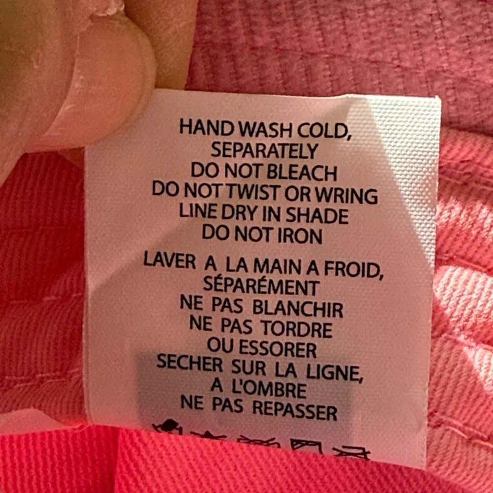 A LAB Pink corduroy Bucket Hat with Embroidery